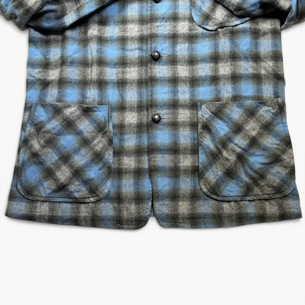 Vintage 60's  Pendleton Wool Blazer Chore Shirt Jacket Blue Men's Small